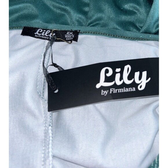 NWT LILY By Firmiana Sz PLUS 4X Tunic Blouse Green Pink Feather Print Stretch - Picture 7 of 9